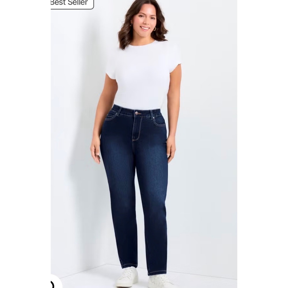 Avenue Denim Skinny Jeans Dark Wash High Rise Tall Plus Size 16T‎ Indigo Stretch